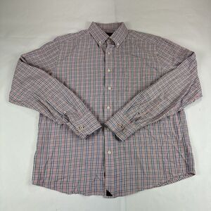 Untuckit Martolla Tartan Shirt Men Medium Pink Long Sleeve Button Up Blue Preppy